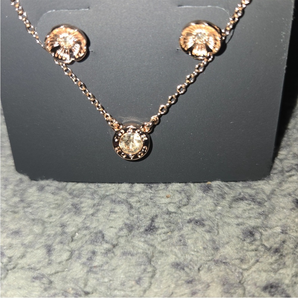 Coach Rose Gold Necklace and Earring Set - Picture 3 of 6